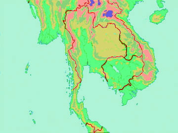 Thailand topographical map